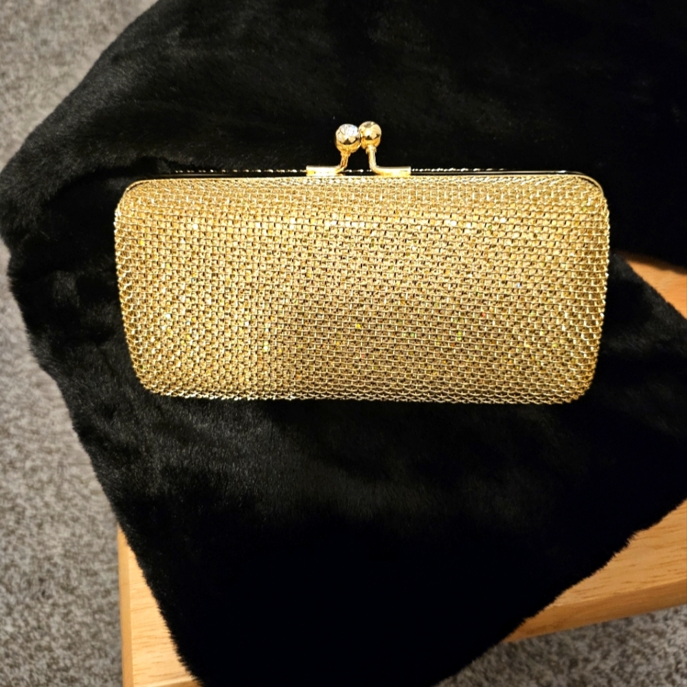 Bella Collection – Gold Rush Sparkles of Crystal Clutch/Evening Bag
